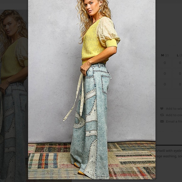 🎉 POL “ Monty “ POL Wide Pants Jeans with Eyelet Lace Detail 60A - Picture 3 of 8